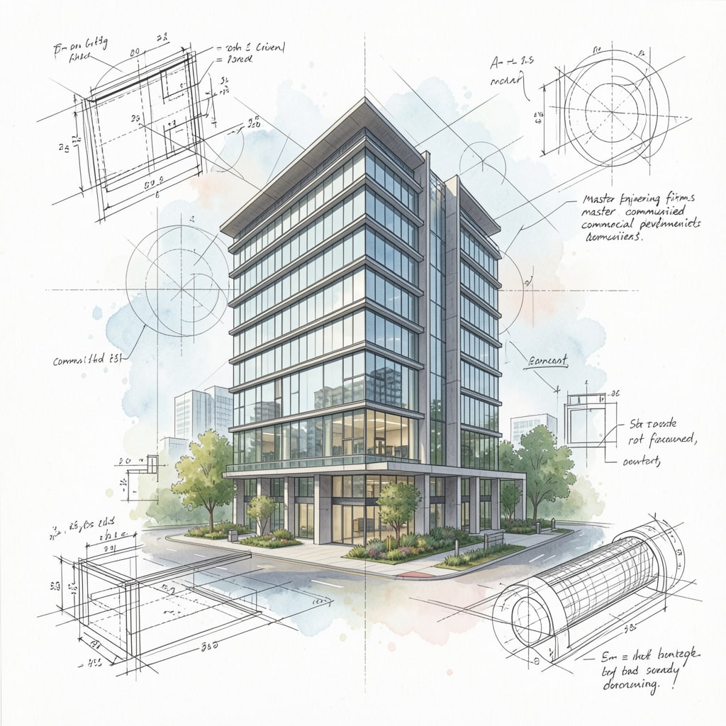 Architectural planning sketches and a development concept representing disciplined execution.